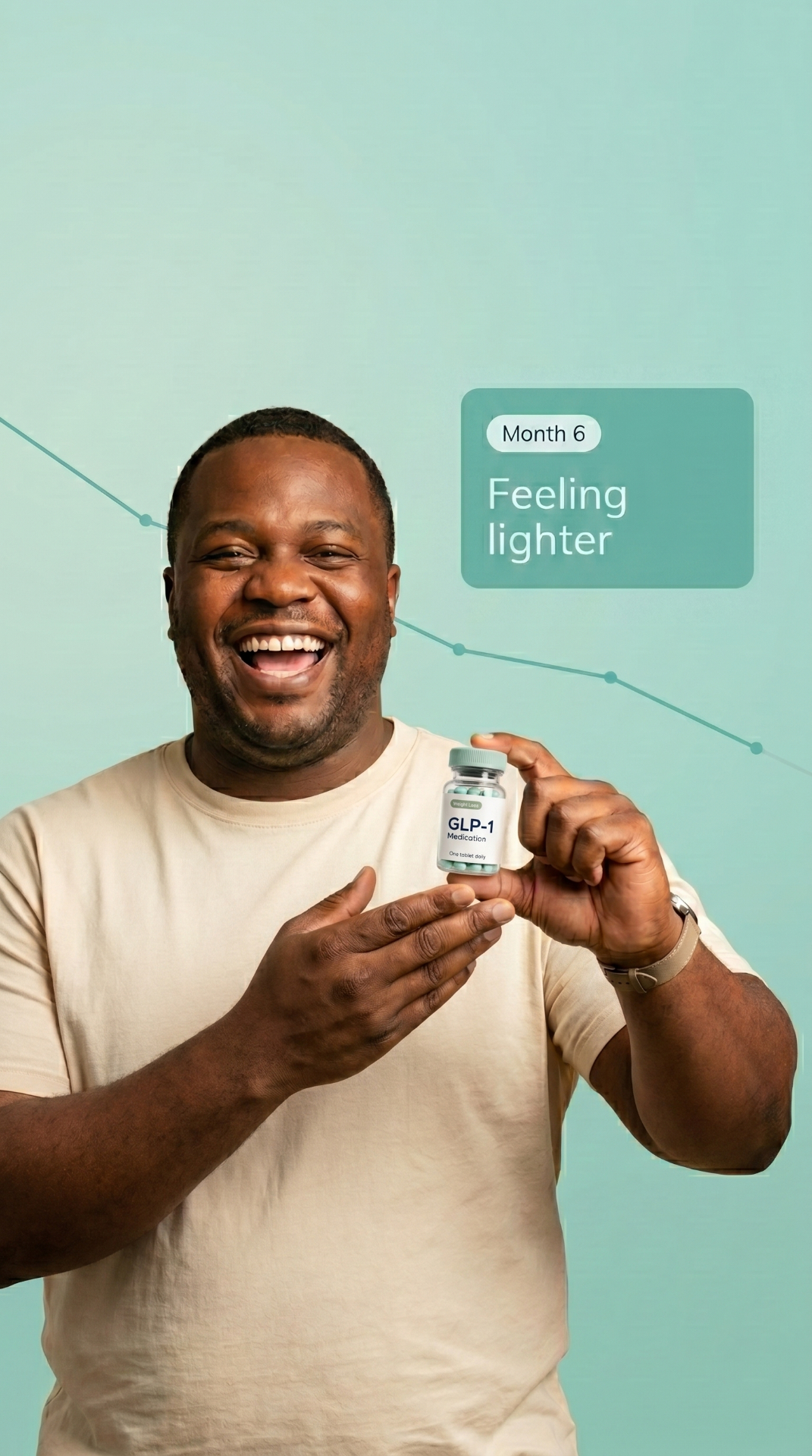 Patient feeling lighter at month 6