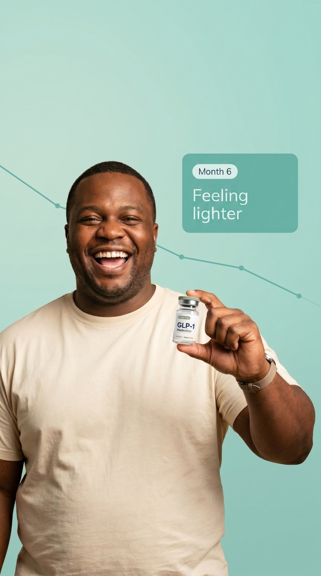 Patient feeling lighter at month 6